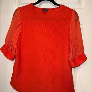 Vince Camuto Orange Blouse with Sheer Sleeves